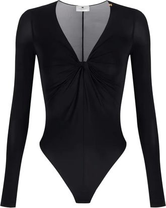Elisabetta Franchi draped long-sleeves bodysuit - Black