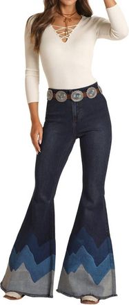 Panhandle Womens High Rise Bell Bottom Jean In Dark Wash