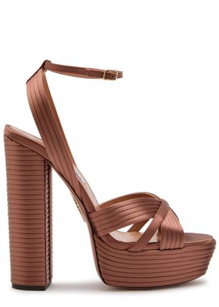 Aquazzura Aquazzura Sundance 140 Satin Platform Sandals - Brown - 40 (IT40 / UK7)