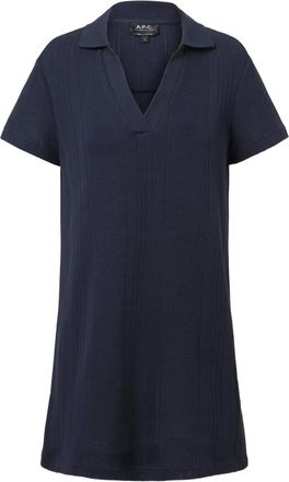 A.P.C. Aliénor textured polo mini dress - Blue
