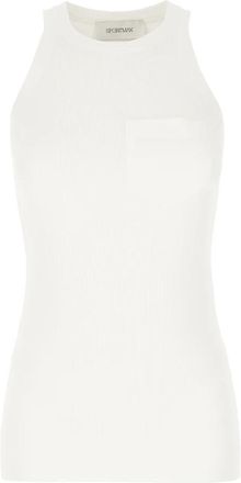 Sportmax Aia Tank Top - Dames - Tops zonder mouwen - Wit - XL - Katoen - Tops