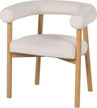 Maisons du monde Silla de comedor de fresno y tela color crudo efecto lana rizada