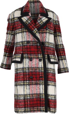 Burberry Pre-owned Womens Tartan Plaid Double-Breasted Coat in Multicolor Wool - Multicolour - Size 6 UK