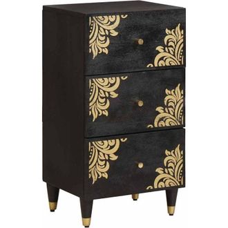 vidaXL Aparador Con Caj&oacute;n Negro 40 X 33 X 75 Cm Madera De Mango Maciza Vidaxl