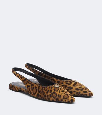 Prada Bailarinas destalonadas de pelo de becerro estampadas