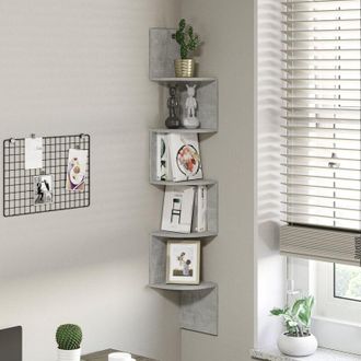 OEM Estanter&iacute;a Esquinera De Pared Desmontable Con Separador, Forma De Zigzag, 20 Cm De Largo X 20 Cm De Ancho X 126 Cm De Alto, 5 Niveles, Color Gris Made