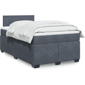 vidaXL Cama Box Spring Con Colch&oacute;n Terciopelo Gris Oscuro 120x200 Cm Vidaxl