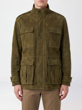Ferragamo Giacca utility in pelle di agnello scamosciata con collo alto
