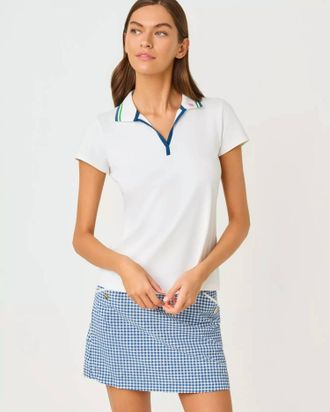Lilly Pulitzer Upf 50+ Luxletic Frida Polo Top In Resort White