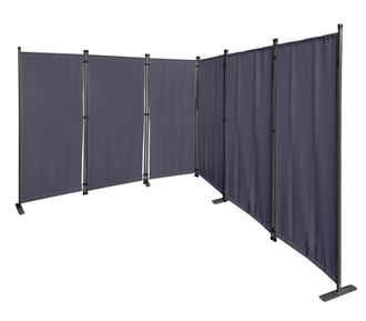 Quick-Star Quick-star - Paravent 6 Teilig 340x165cm Stoff Raumteiler Trennwand Balkon Sichtschutz Stellwand Faltbar Grau