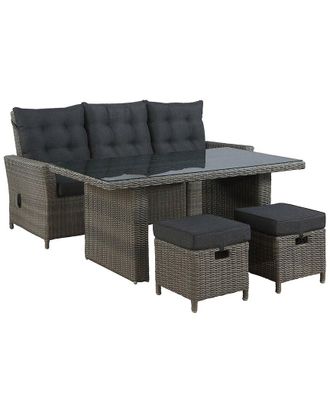 Alaterre Asti All-Weather Wicker 4Pc Outdoor Seating Set With Reclining Sofa, 26In Cocktail Table & Two Ottomans