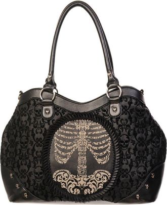 Banned Flocked Cameo Ribcage Handbag