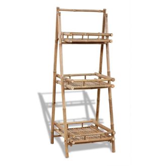 Berkfield Home 3-Tier Folding Bamboo Plant Rack in Brown