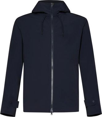 Herno Jassen, Heren, Blauw, XL, Hooded Jacket Double Bi-Stretch Fabric