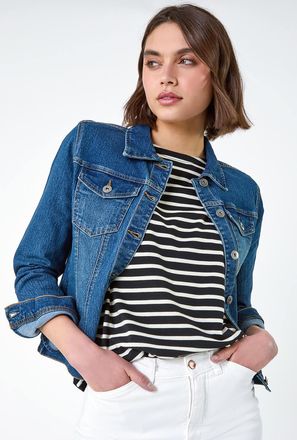 Roman Cotton Blend Stretch Denim Jacket