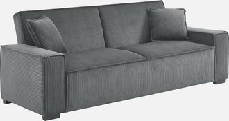 Sweeek Sweeek - Sof&aacute; Cama De Pana De 3 Plazas, Feel, Gris Oscuro, 231x96.5x80 Cm