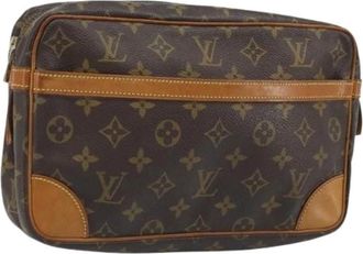Louis Vuitton Pre-owned Monogram Clutch Bag - Dames - Vintage Clutch - Bruin - ONE Size - Leer - Vintage
