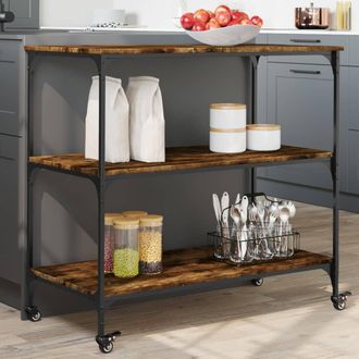 vidaXL Vidaxl - Carrito De Cocina Madera Ingenier&iacute;a Roble Ahumado 102x50x95 Cm