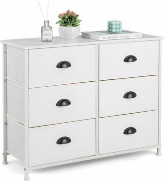 Costway 6 Drawers Dresser Organizer 2-Tier Fabric Storage Organizer Chest of Drawers