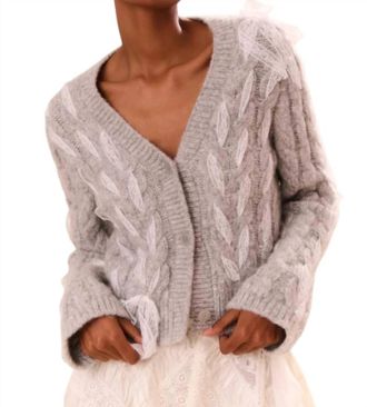 LoveShackFancy Louella Cardigan In Silver Mist