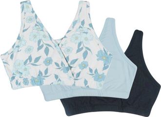Everly Grey Paisley During & After 3-Piece Maternity/Nursing Sleep Bras in Periwinkle at Nordstrom, Size Medium B