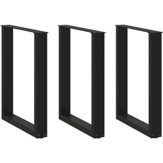 vidaXL Patas Para Mesa De Comedor En Forma De U (3 Unidades), Color Negro, 70 X (72-73) Cm, Acero Vidaxl