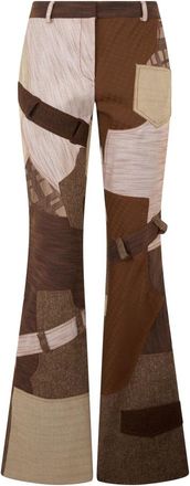 Moschino Abstract Palazzo Broek - Dames - Wijde Broeken - Bruin - L - Wol - Broeken