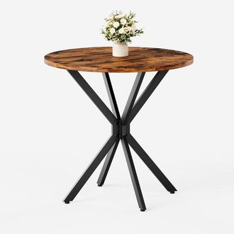 OEM Mesa De Comedor Redonda, Estilo Industrial, Patas En Forma De X, Tablero De Part&iacute;culas, 80x80x75cm, Salas De Estar Y Oficinas En Casa, Marr&oacute;n