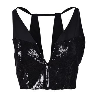 Costume National Sleeveless Tops, female, Black, Size: 2XS Top in Paillettes