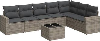 vidaXL Vidaxl - Set De Sof&aacute;s De Jard&iacute;n 8 Pzas Y Cojines Rat&aacute;n Sint&eacute;tico Gris