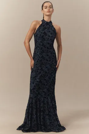 Shoshanna Marcia High-Neck Lace Maxi Dress