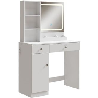 Vicco Tocador Silvia, Blanco, 90 Cm Con Espejo Vicco