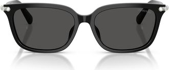Swarovski 56mm Pillow Sunglasses in Black /Dark Grey at Nordstrom