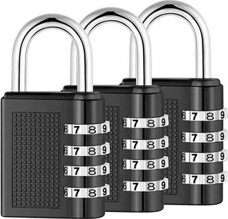 OEM Candado De Combinaci&oacute;n De Aleaci&oacute;n De Zinc De 3 Piezas Y 4 D&iacute;gitos Para Equipaje, Cerradura De Puerta Con C&oacute;digo Para Gimnasio, Negro