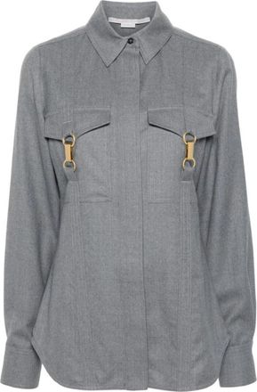Stella McCartney Wollen overhemd met gespen - Dames - Overhemden - Grijs - M - Wol - Overhemden
