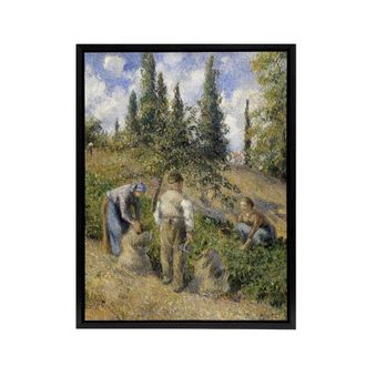 Artery8 Pontoise Harvest Oil Painting Pissarro Black Framed Canvas Art Print | Size: W24 x H32