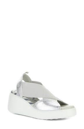 FLY London Daif Platform Wedge Sandal in 003 Silver at Nordstrom Rack, Size 11Us / 42Eu