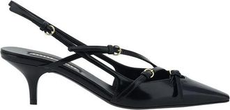 Miu Miu Pumps, female, Black, Size: 6 1/2 US Leather Kitten Heel Pumps