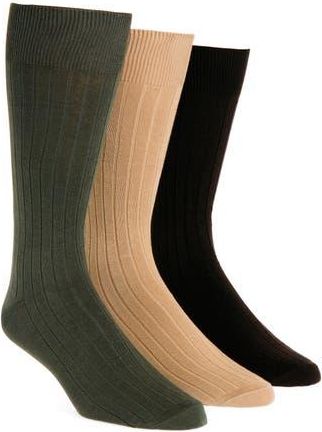 Lorenzo Uomo Assorted 3-Pack Cotton Blend Dress Socks in Taupe at Nordstrom Rack
