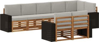 vidaXL Conjunto De Sof&aacute;s De Exterior 8 Uds. Natural Y Gris Claro Vidaxl