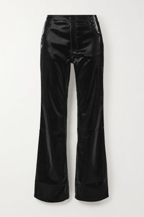 Alexander McQueen Pantaloni Svasati In Vinile - Nero