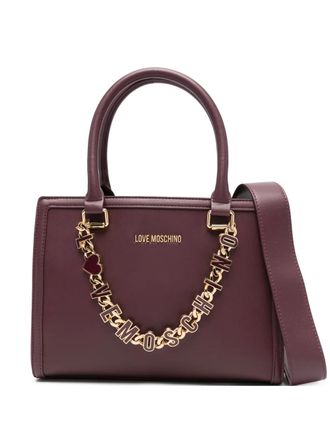 Love Moschino chain-embellished tote bag - women - Goat Skin/Polyurethane - One Size - Red