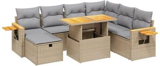 vidaXL Vidaxl - Juego De Sof&aacute;s De Jard&iacute;n Con Cojines Beige 8 Pzas Rat&aacute;n Pe