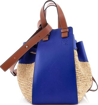 Loewe Hammock Raffia Medium hobo bag - Blauw