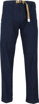 White Sand Deep Blue Selvedge Denim Pants with Elastic Waistband
