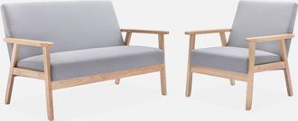 Alice's Garden Alices Garden - Banco Y Sill&oacute;n De Madera Y Tela, 3 Plazas, Isak, Gris Claro, 114x69.5x73 Cm