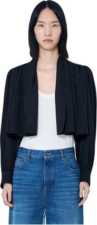 Chlo&eacute; Gekreukelde Cropped Jas - Dames - Blouses - Zwart - S - Overhemden