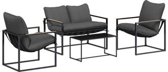 vidaXL Conjunto De Sof&aacute;s De Jard&iacute;n 4 Uds. Negro Y Antracita Acero Vidaxl