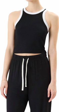 SPLITS59 Kiki Crop Rib Tank Top In Black/white