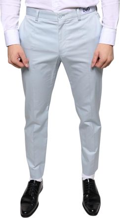 Dolce & Gabbana Mens Light Blue Cotton Dress Pants Elastane